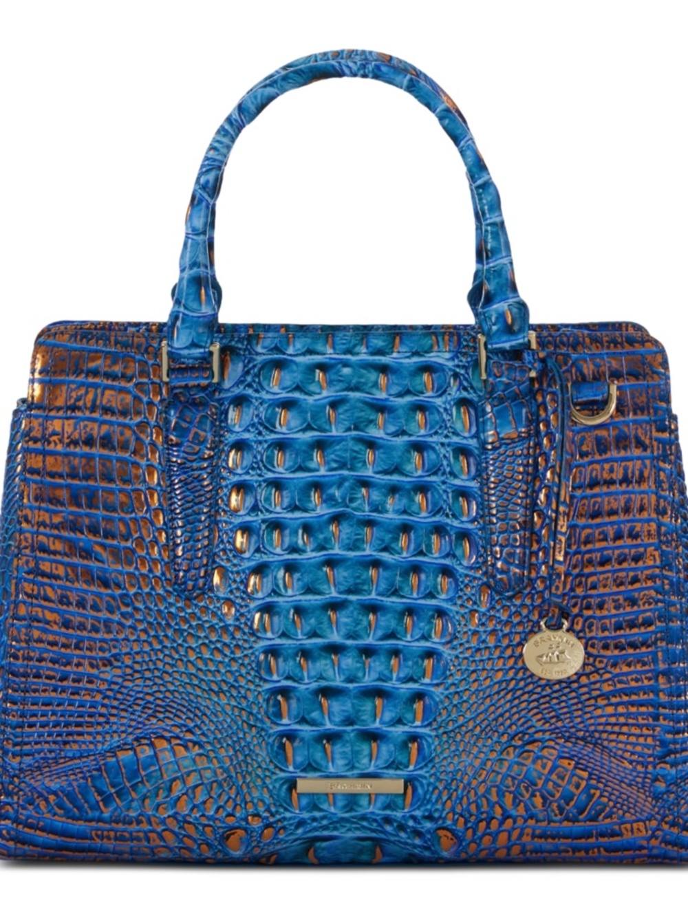 Brahmin Small Finley Satchel in Deep Azure Melbourne leather / designer bag